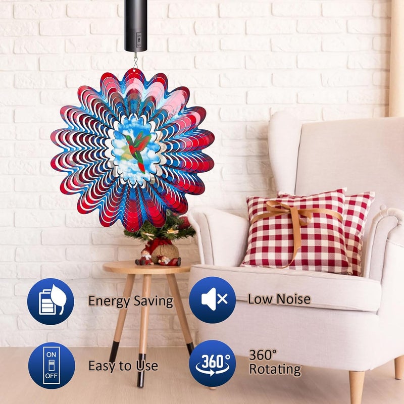 Eiryhope Battery Operated Wind Spinner Motor 30RPM | Hanging Display for Wind Spinners, Windchimes, Suncatchers,Disco Mirror Ball, Garden/Christmas Decor - Image 2